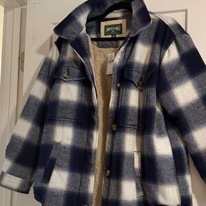 American Eagle Outfitters Blue and White Plaid Jacket